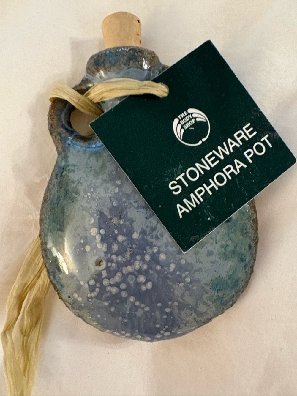 Vintage The Body Shop Stoneware Amphora Pot - Blue Ceramic Decorative Bottle